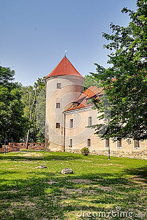 PasÅ‚Ä™k old town castle and city walls Stock Photo